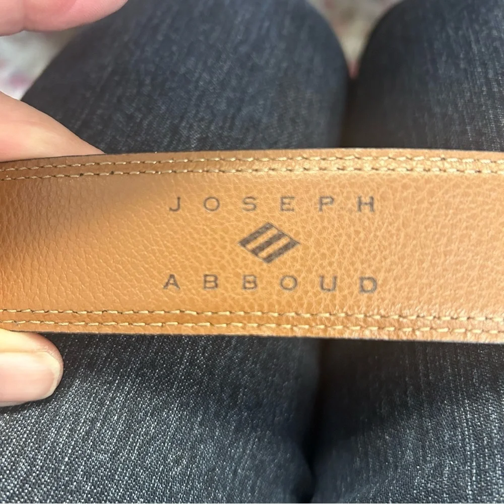 Joseph Abboud Camel Tan Leather Dress Belt 44/110 Brushed Nickel Buckle Classic